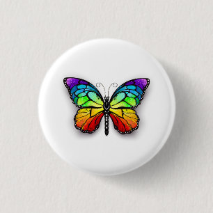 Rainbow butterfly Monarch 1 Inch Round Button