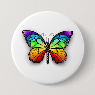 Rainbow butterfly Monarch 3 Inch Round Button