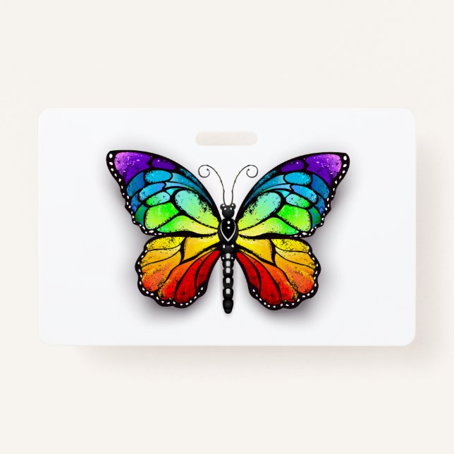 Rainbow butterfly Monarch Badge (Front)