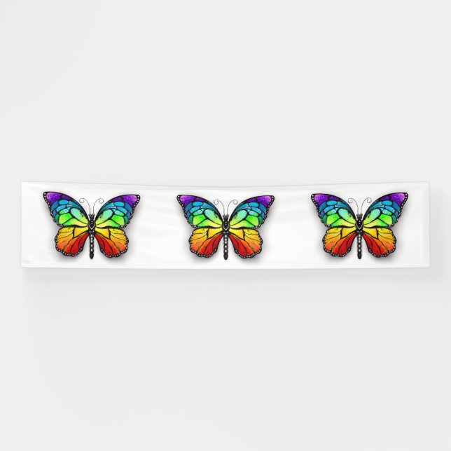 Rainbow butterfly Monarch Banner (Horizontal)