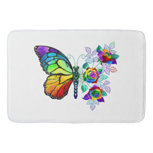 Rainbow butterfly Monarch Bath Mat