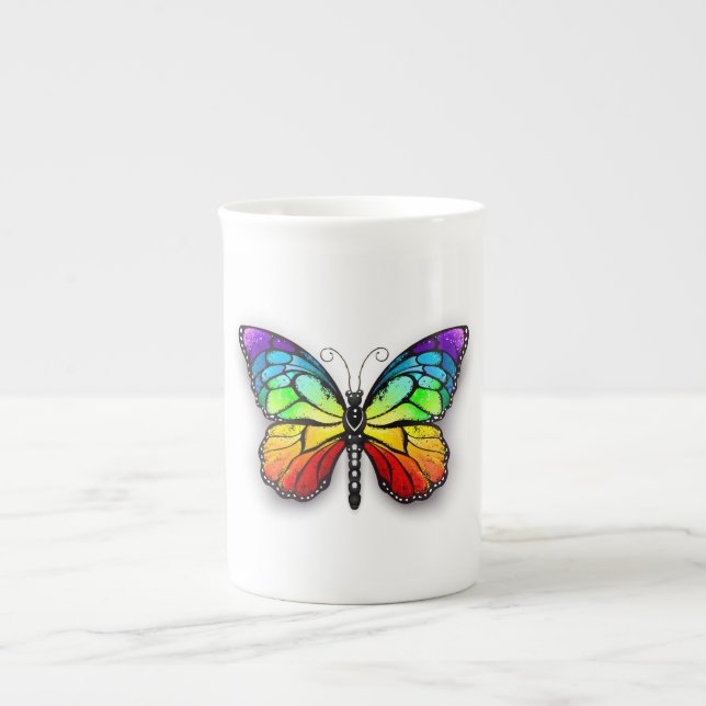 Rainbow butterfly Monarch Bone China Mug (Front)