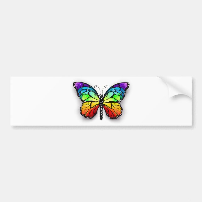 Rainbow butterfly Monarch Bumper Sticker (Front)