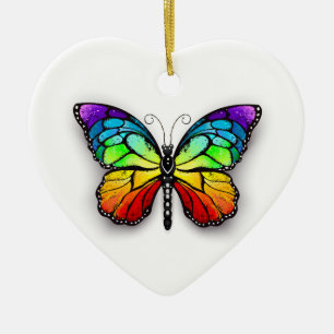 Rainbow butterfly Monarch Ceramic Ornament