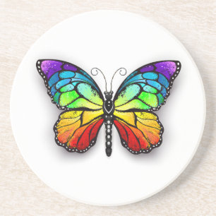Rainbow butterfly Monarch Coaster