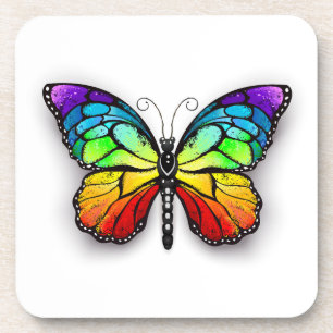 Rainbow butterfly Monarch Coaster