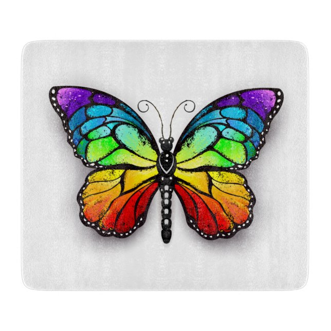 Rainbow butterfly Monarch Cutting Board (Front)