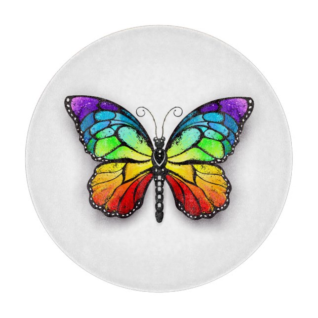Rainbow butterfly Monarch Cutting Board (Front)