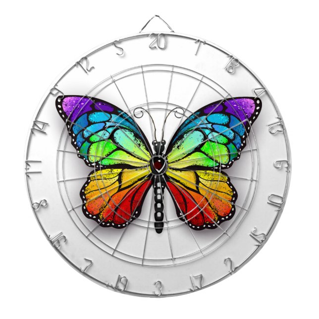 Rainbow butterfly Monarch Dartboard (Front)