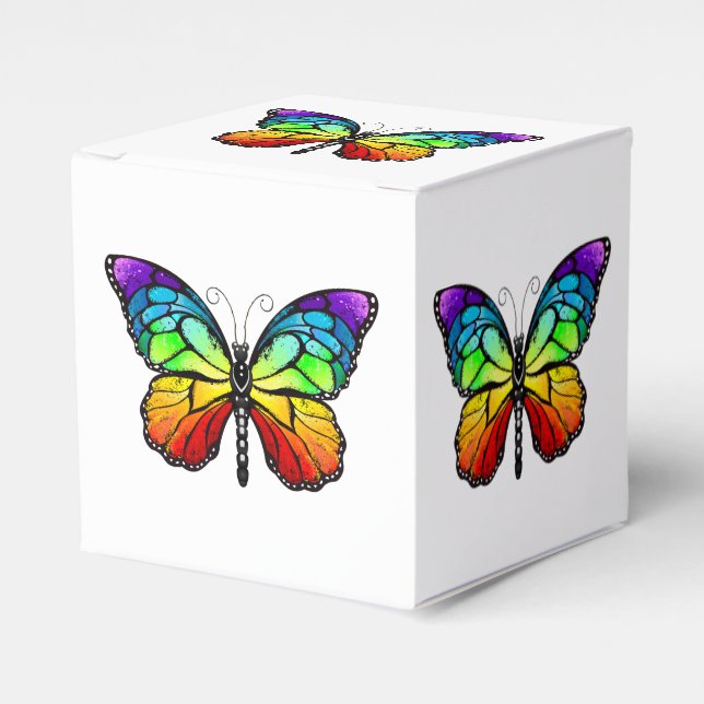 Rainbow butterfly Monarch Favor Box (Front Side)