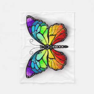Rainbow butterfly Monarch Fleece Blanket