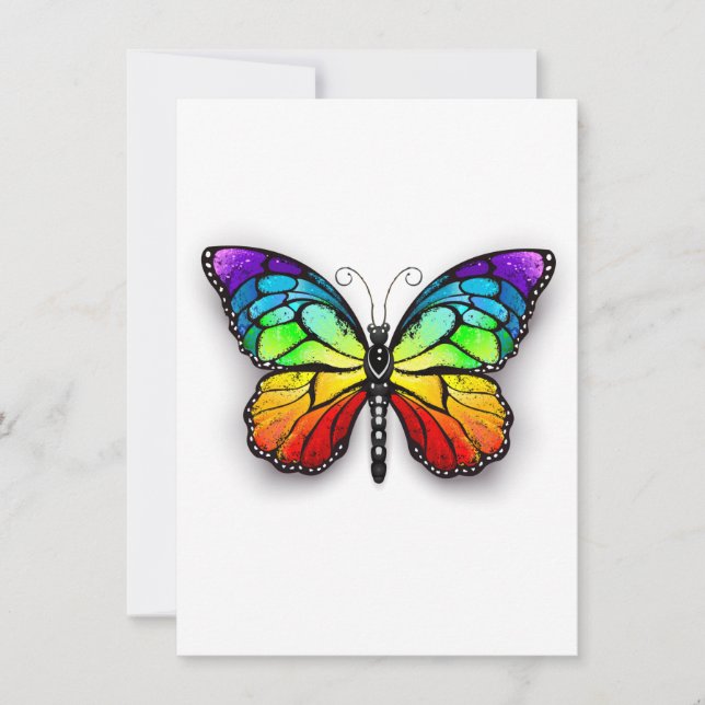 Rainbow butterfly Monarch Holiday Card (Front)