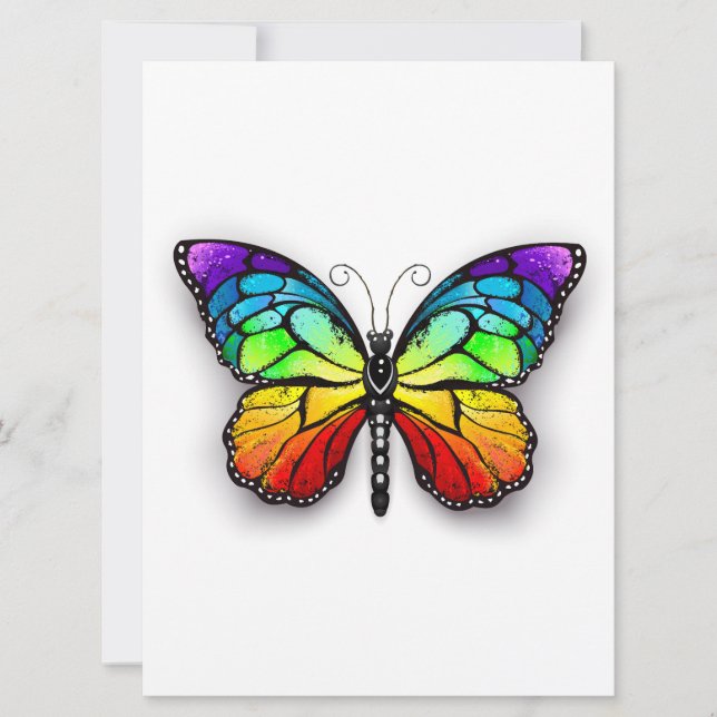 Rainbow butterfly Monarch Invitation (Front)