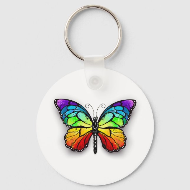 Rainbow butterfly Monarch Keychain (Front)