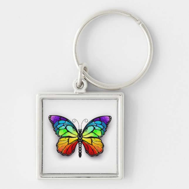 Rainbow butterfly Monarch Keychain (Front)