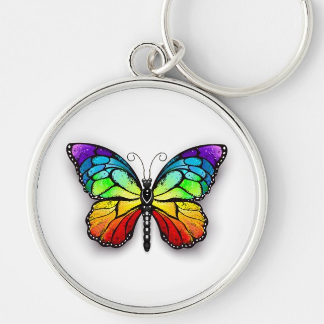 Rainbow butterfly Monarch Keychain (Front)