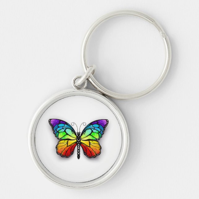 Rainbow butterfly Monarch Keychain (Front)