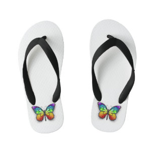 Rainbow butterfly Monarch Kid's Flip Flops