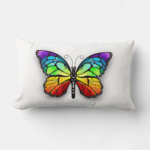 Rainbow butterfly Monarch Lumbar Pillow