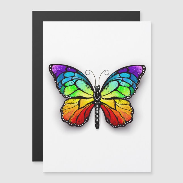 Rainbow butterfly Monarch Magnetic Invitation (Front/Back)