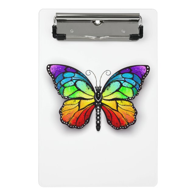 Rainbow butterfly Monarch Mini Clipboard (Front)
