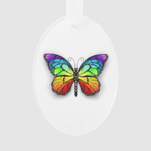 Rainbow butterfly Monarch Ornament