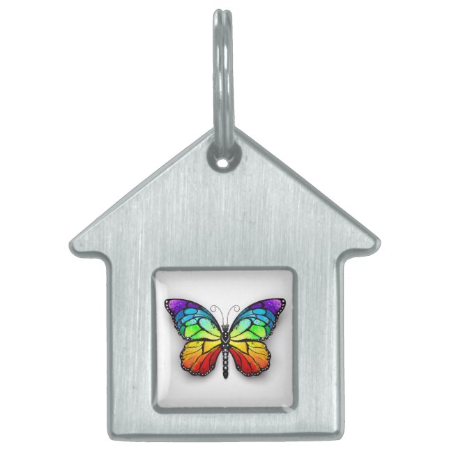 Rainbow butterfly Monarch Pet ID Tag (Front)
