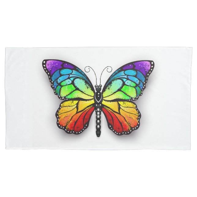 Rainbow butterfly Monarch Pillowcase (Front-Left)