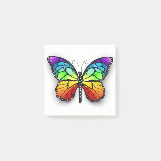 Rainbow butterfly Monarch Post-it Notes (Front)