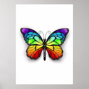 Rainbow butterfly Monarch Poster