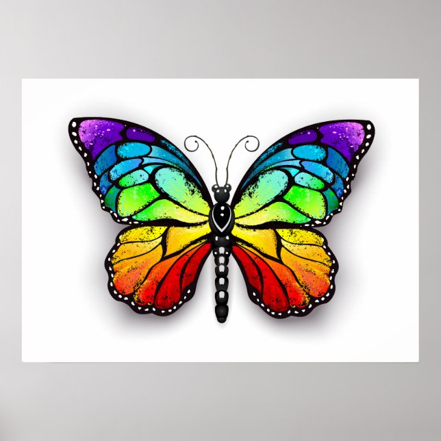 Rainbow butterfly Monarch Poster (Front)