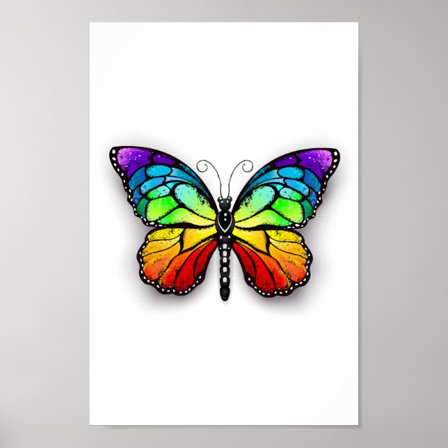 Rainbow butterfly Monarch Poster (Front)