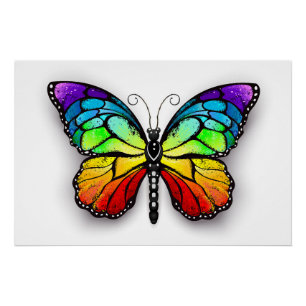Rainbow butterfly Monarch Poster