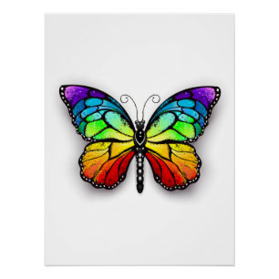 Rainbow butterfly Monarch Poster