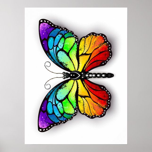 Rainbow butterfly Monarch Poster (Front)