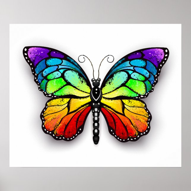 Rainbow butterfly Monarch Poster (Front)
