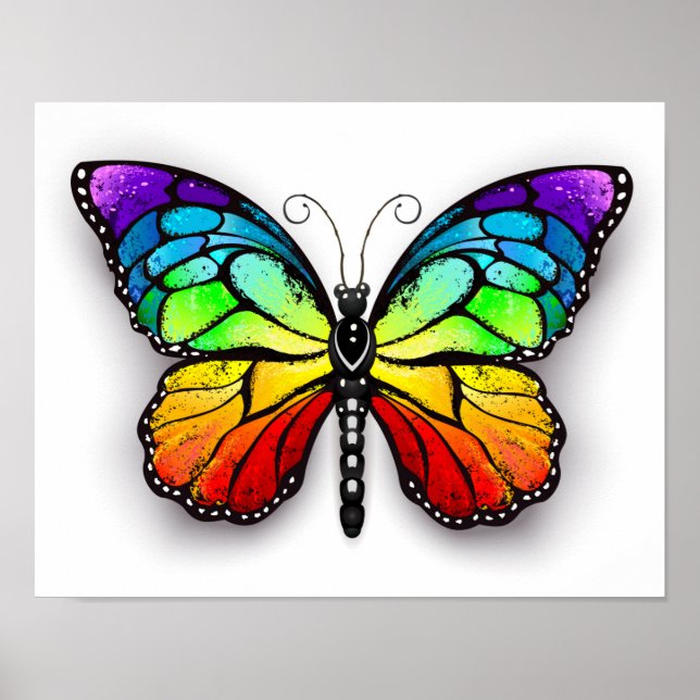 Rainbow butterfly Monarch Poster (Front)