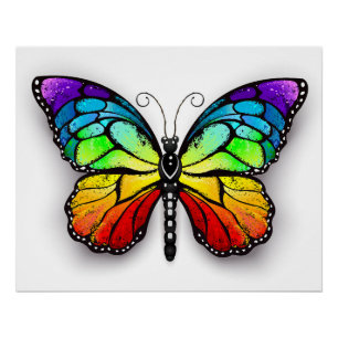 Rainbow butterfly Monarch Poster