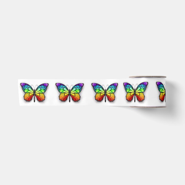 Rainbow butterfly Monarch Satin Ribbon (Front)