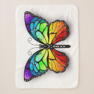 Rainbow butterfly Monarch Sherpa Blanket