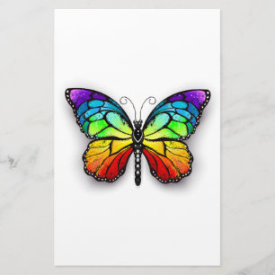 Rainbow butterfly Monarch Stationery