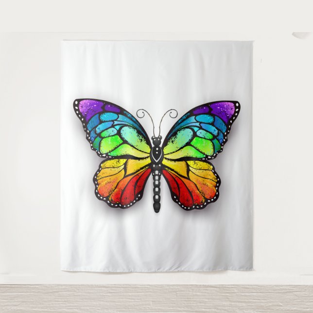 Rainbow butterfly Monarch Tapestry (Front)
