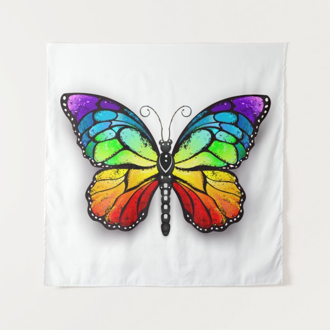 Rainbow butterfly Monarch Tapestry (Front)