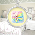 Rainbow Butterfly Necklace<br><div class="desc">A cute rainbow butterfly digitally created in a cartoon watercolor style. Perfect design for kids and adults on many trendy products! Customize your background colour or add text!</div>