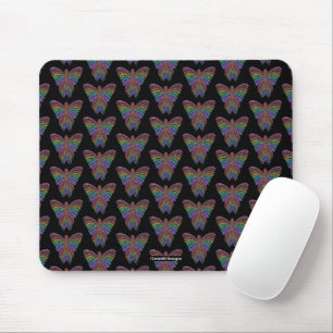 Rainbow Butterfly (pattern black) - Mouse Pad