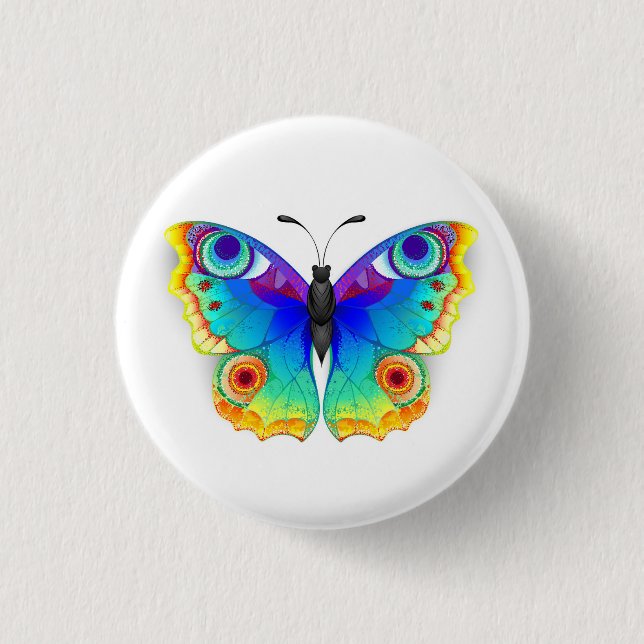 Rainbow Butterfly Peacock Eye 1 Inch Round Button (Front)