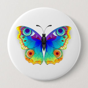 Rainbow Butterfly Peacock Eye 4 Inch Round Button