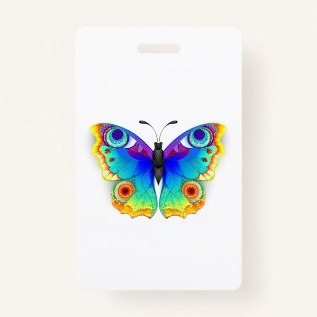 Rainbow Butterfly Peacock Eye Badge (Front)