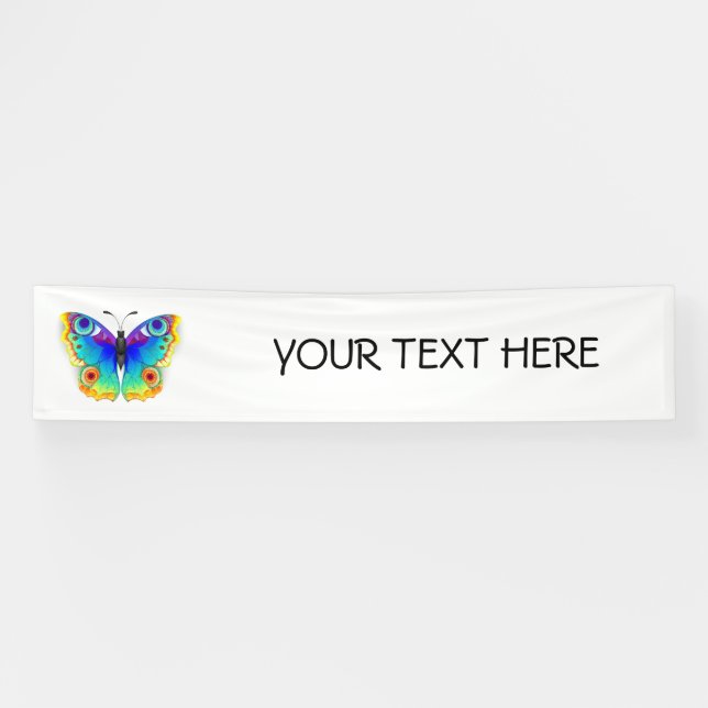 Rainbow Butterfly Peacock Eye Banner (Horizontal)