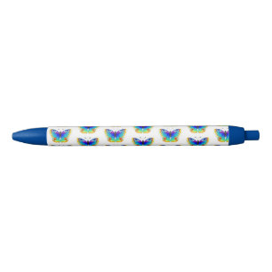 Rainbow Butterfly Peacock Eye Black Ink Pen